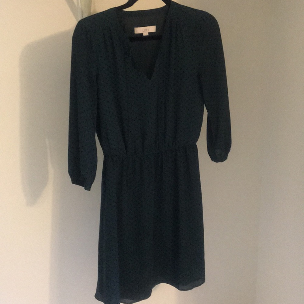 LOFT size XS green and black printed dress